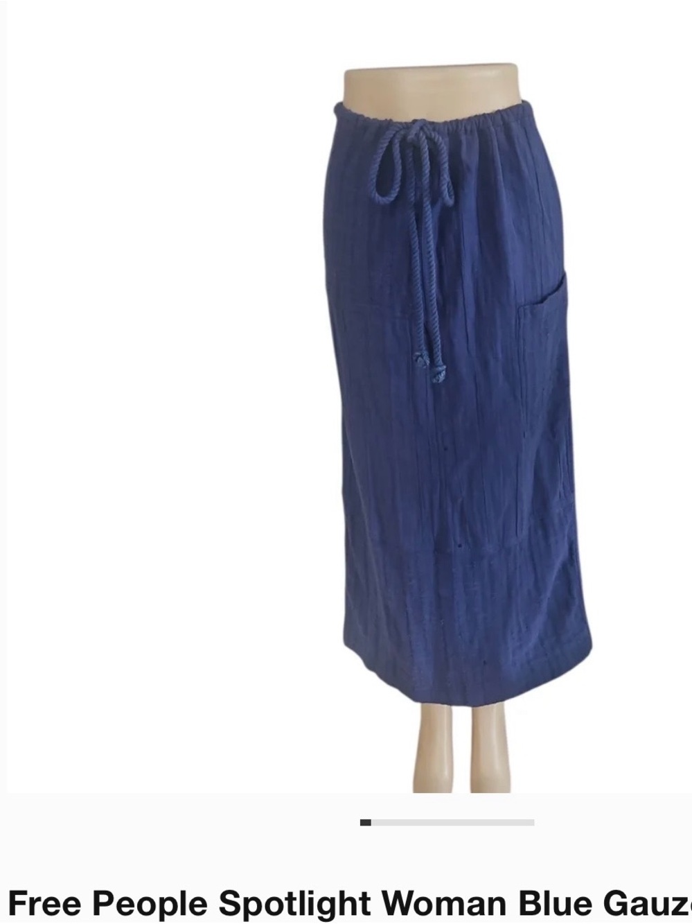 Free People Blue Gauze Maxi Skirt with Drawstring Waist